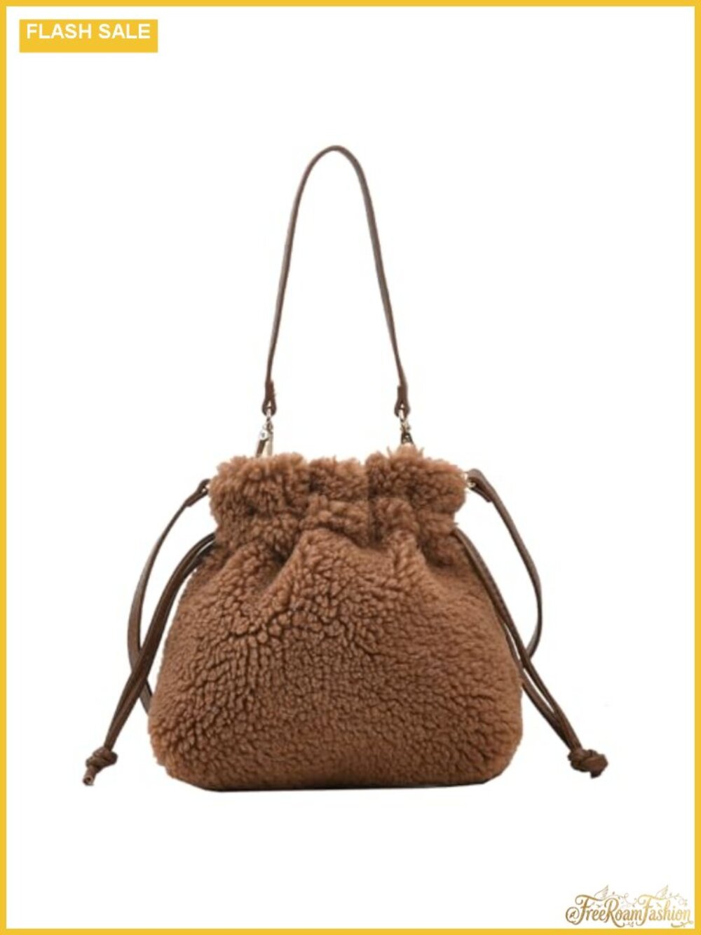 Faux Fur Fluffy Bucket Purse Crossbody Women Fuzzy Shoulder Tote Bag